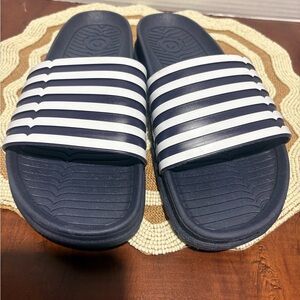 Hunter Navy and White Striped Slide Sandals sz.10